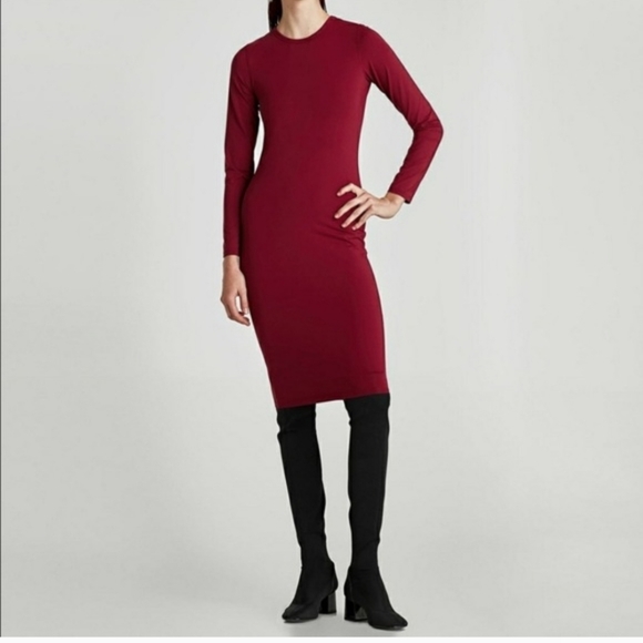 Zara Dresses & Skirts - Zara Elegant Maroon Long Sleeve Dress